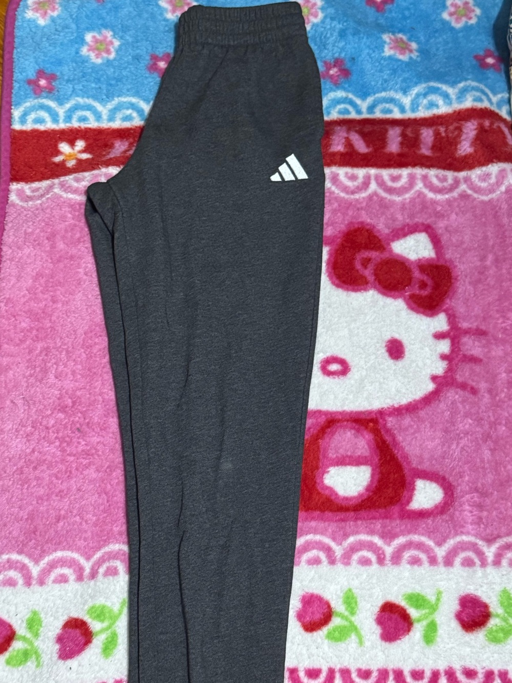 adidas Dark Gray Girls' Joggers with White Logo
